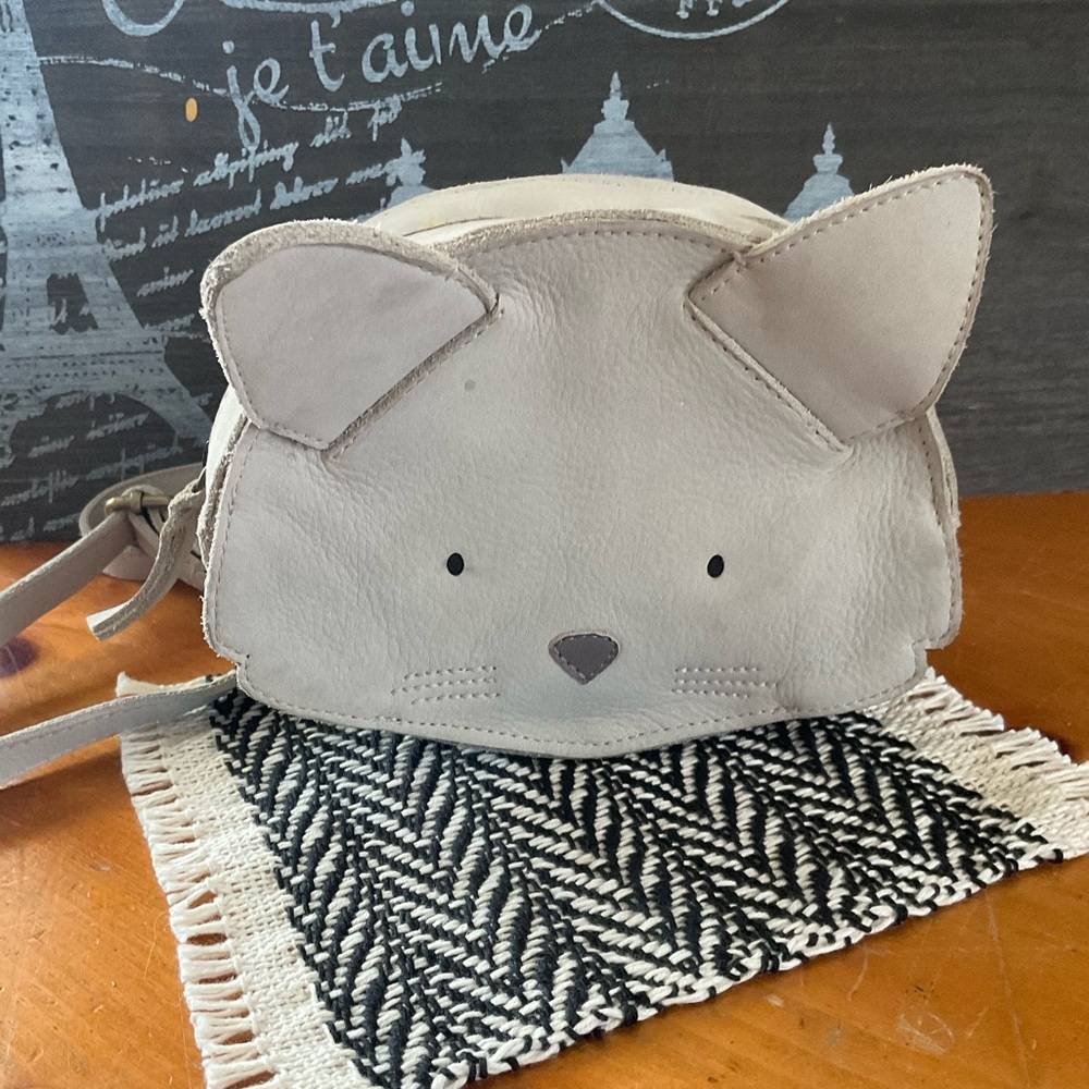 Donsje Amsterdam Grey Suede Cat Mini Backpack